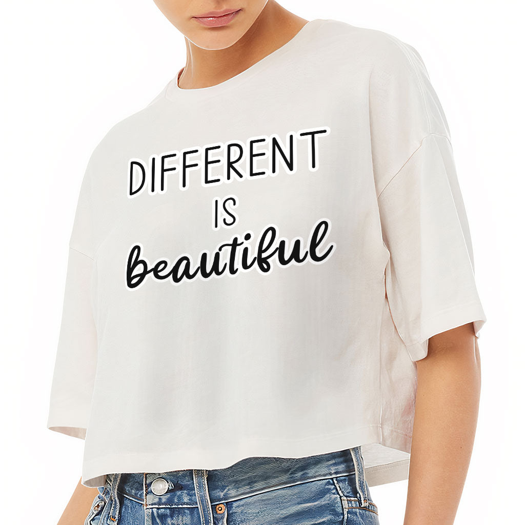 Different Is Beautiful Women's Crop Tee Shirt - Cute Design Cropped T-Shirt - Graphic Crop Top