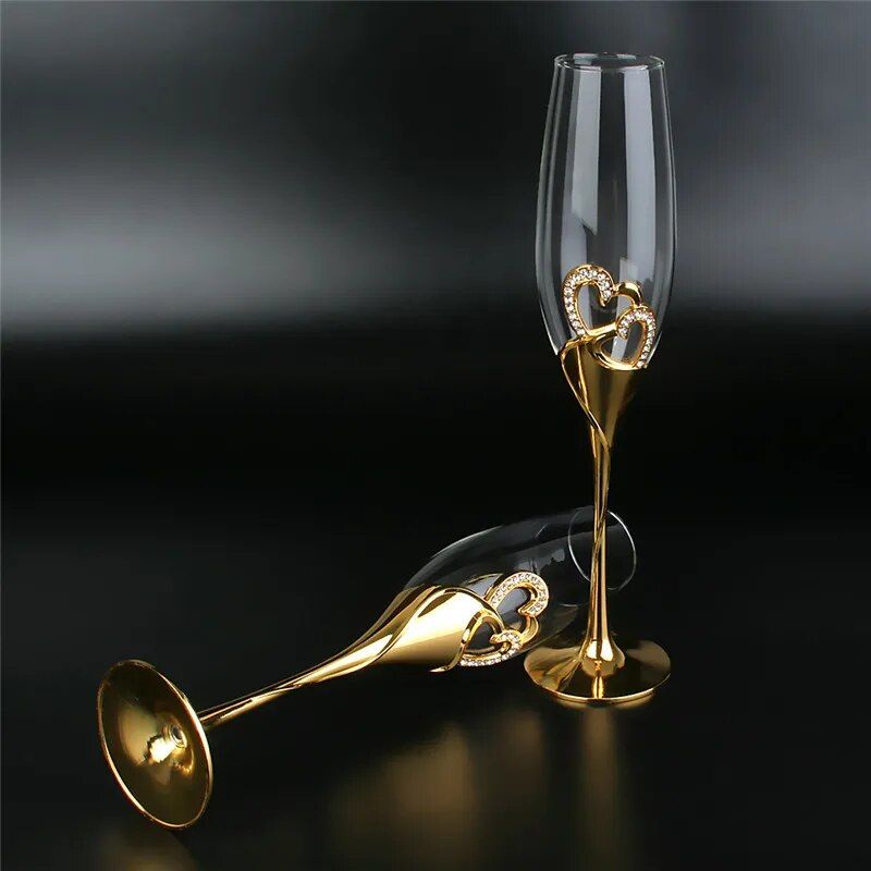 Elegant 200ml Gold Crystal Champagne Glasses - Perfect for Weddings and Celebrations