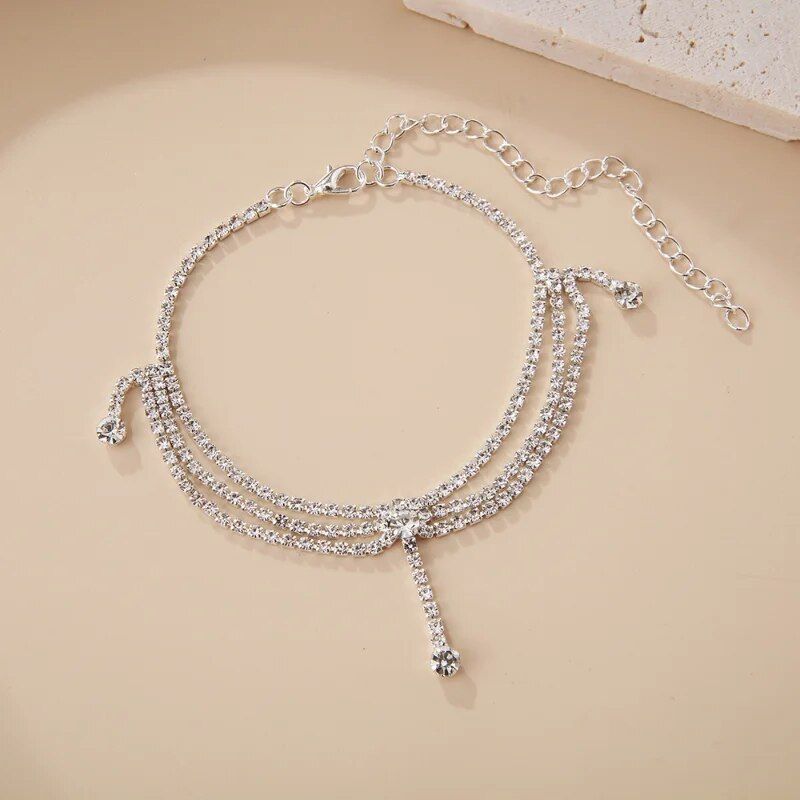 Elegant Cubic Zirconia Tassel Anklet