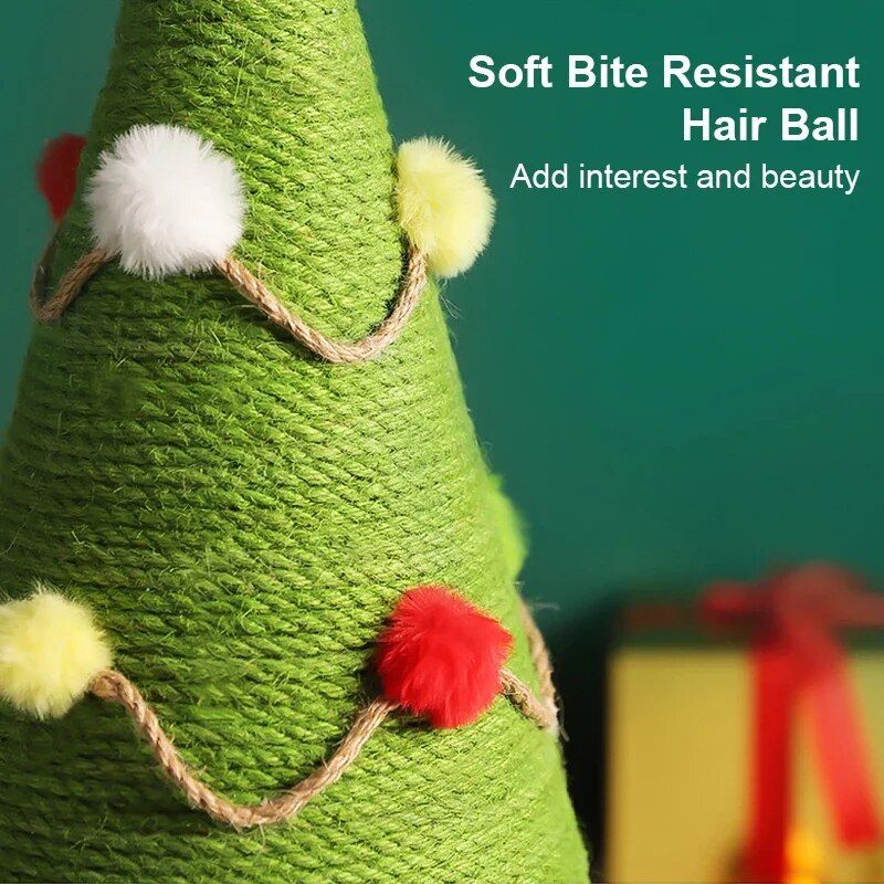 Festive Green Sisal Christmas Tree Cat Climbing & Scratching Post