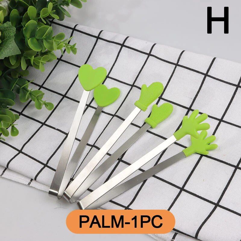 Creative Small Palm Heart Silicone Food Tongs