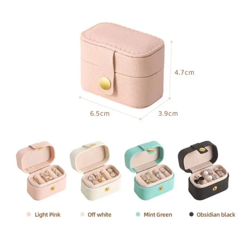 Compact Elegance: Mini PU Leather Ring & Earrings Organizer Box