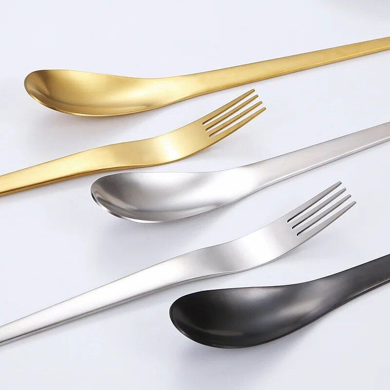 16-Piece Elegant Matte Gold Stainless Steel Cutlery Set