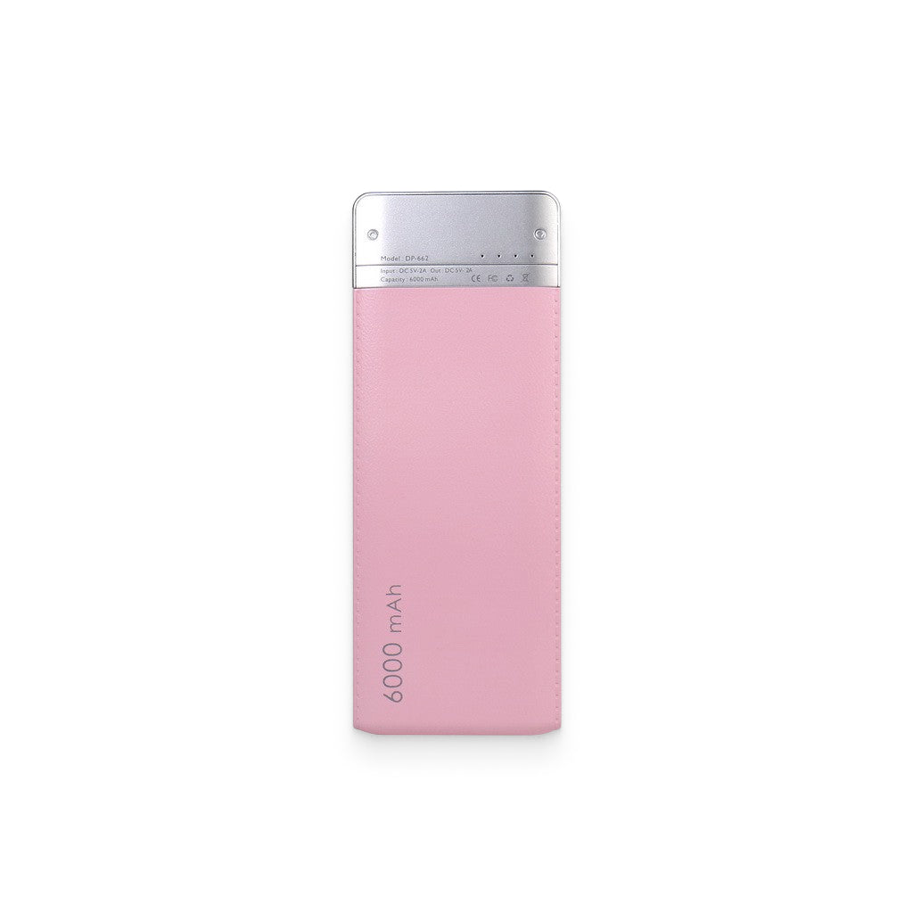 Pink Leather-Surface 6000mAh Power Bank