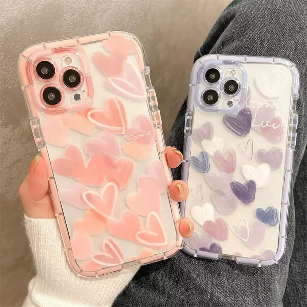 Love Heart Transparent Phone Case for Various Samsung Models