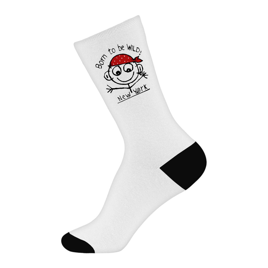 Funny New York Socks - Themed Novelty Socks - Graphic Crew Socks