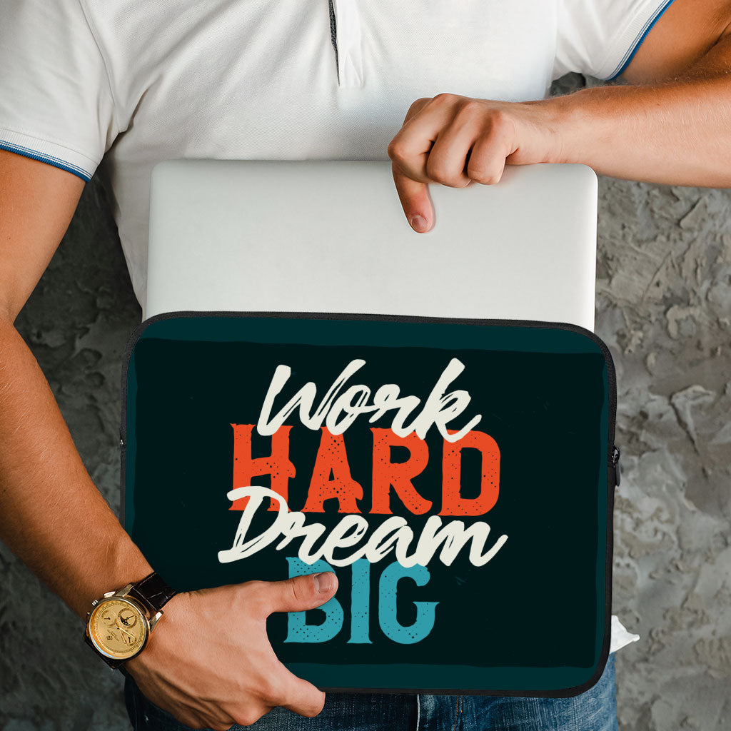 Work Hard Dream Big MacBook Pro 14" Two-Sided Sleeve - Motivational Laptop Sleeve - Cool MacBook Sleeve