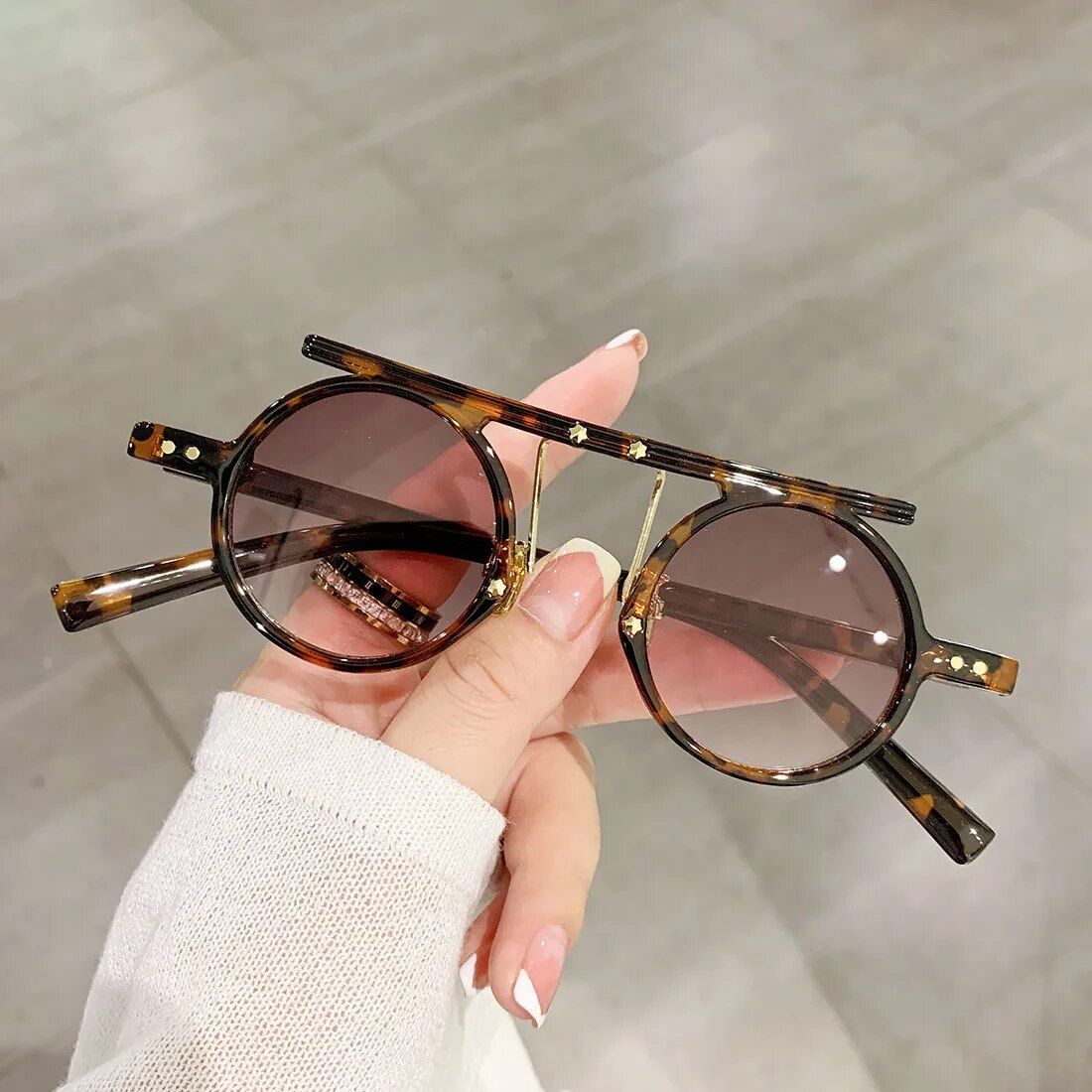 Chic Vintage Round Sunglasses for Women and Men - Small Frame, Gradient Lenses, UV Protection