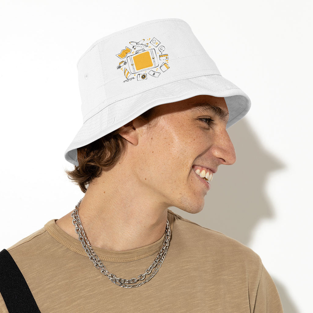 Travel Bucket Hat - Suitcase Hat - Cool Bucket Hat