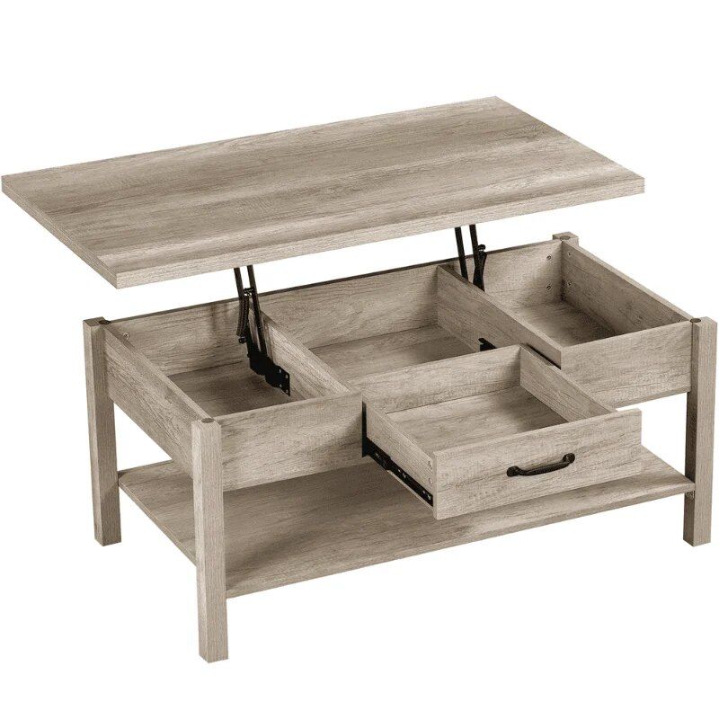 Versatile Lift-Top Coffee Table with Hidden Storage and Adjustable Height, Gray