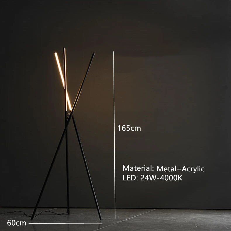 Modern Nordic LED Floor Lamp – Minimalist Aluminum 3-Prong Design for Elegant Home Lighting