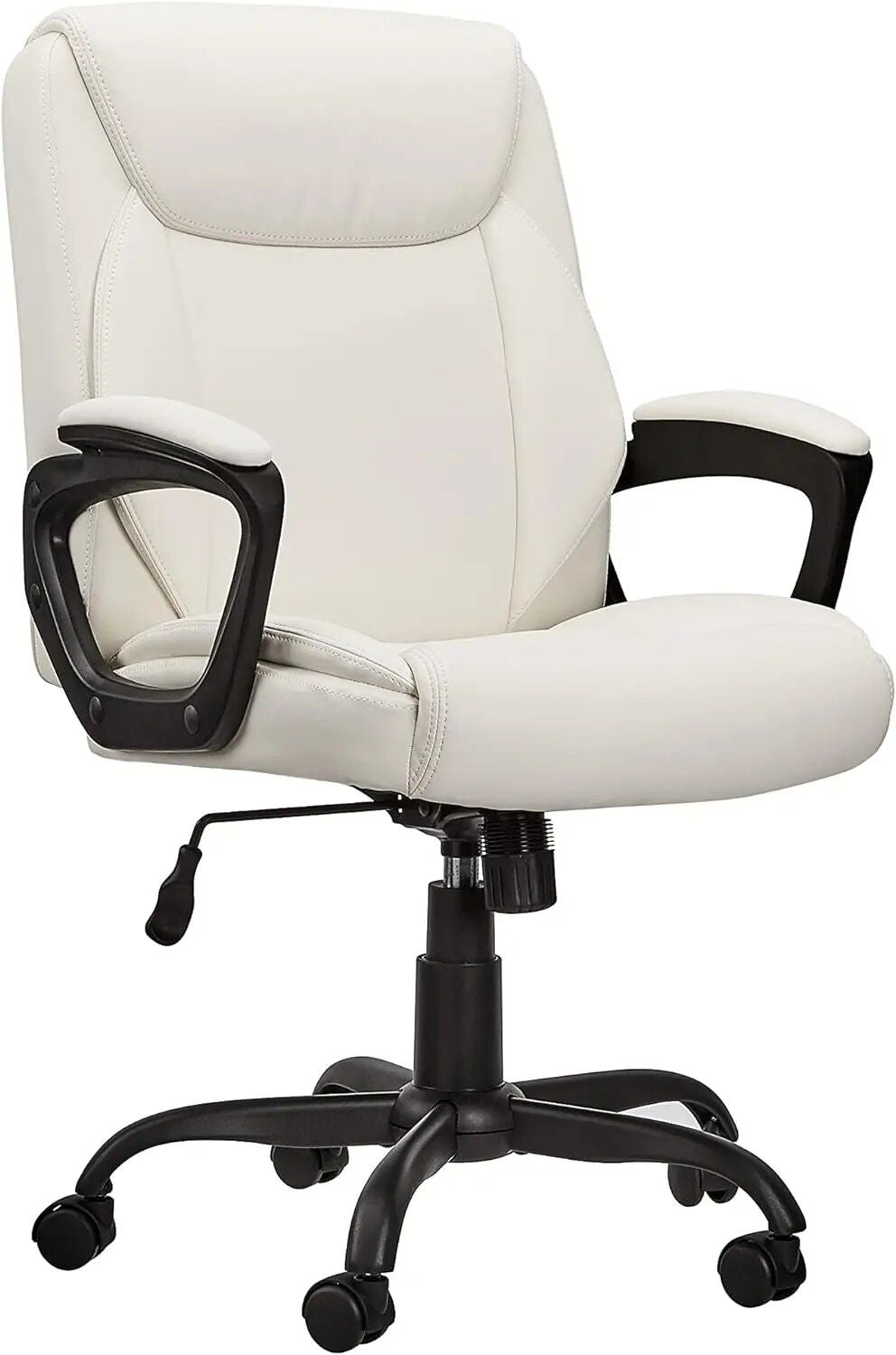 Elegant Cream Mid-Back Office Chair - Padded & Comfortable, 26"D x 23.75"W x 42"H