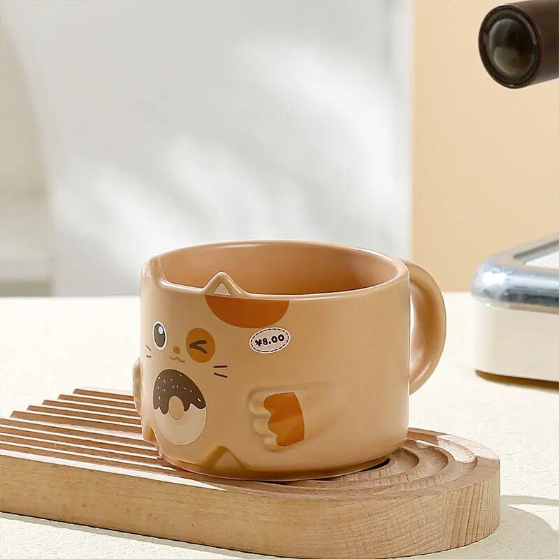 Ceramic Cat Ear Mug 300ML - Eco-Friendly Cartoon Porcelain Coffee Cup