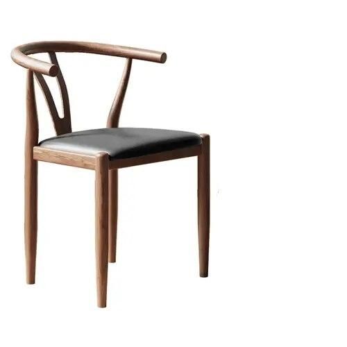 Luxurious Nordic-Style Leather Dining Chair with Armrests