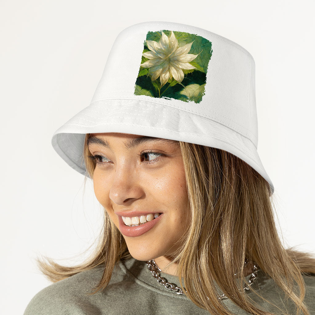 Artificial Dahlia Flower Bucket Hat - Flower Hat - Printed Bucket Hat