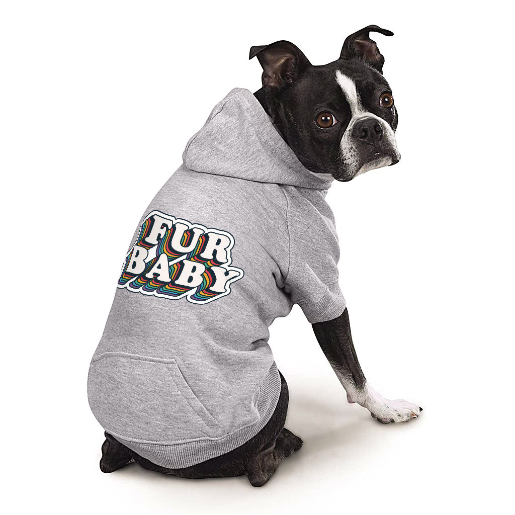 Fur Baby Dog Hoodie with Pocket - Colorful Dog Coat - Word Art Dog Clothing