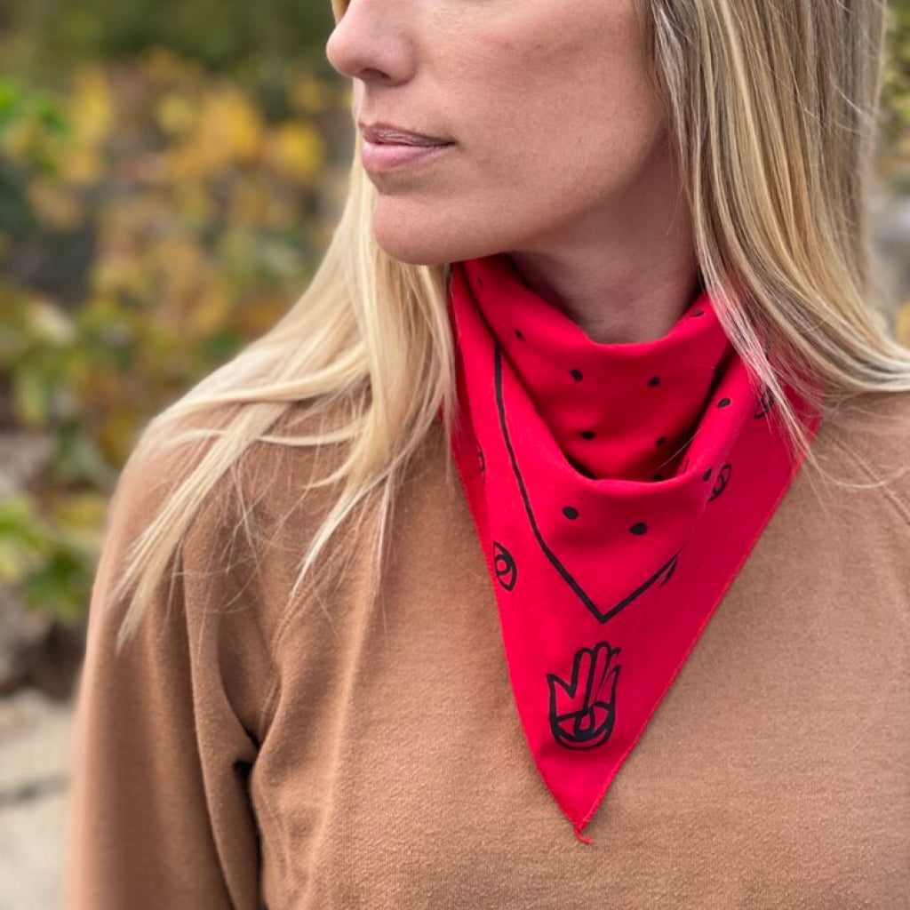 Hamsa & Dots Red Bandana