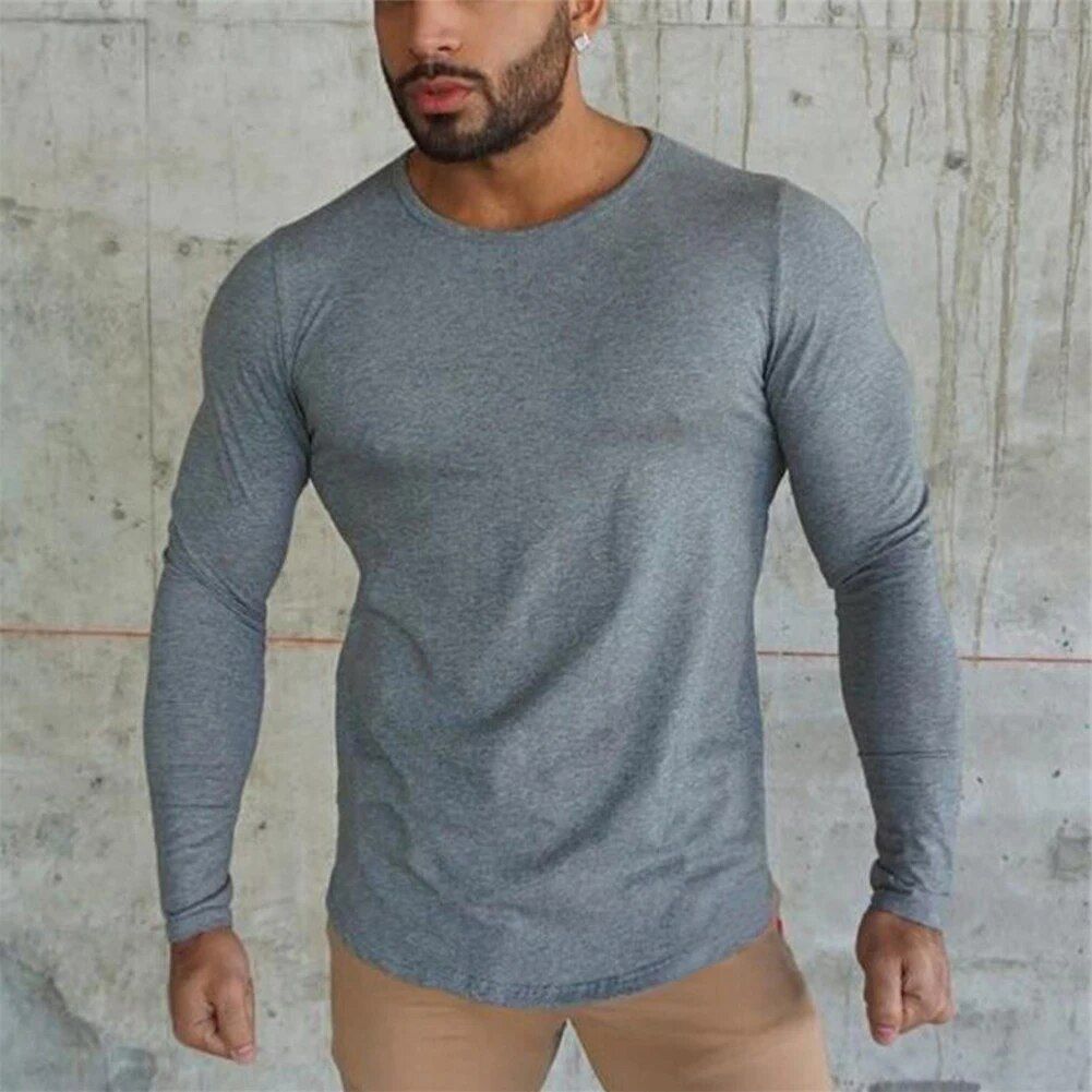 Men's Slim Fit Long Sleeve Muscle Tee: Soft, Breathable Gym & Casual Wear