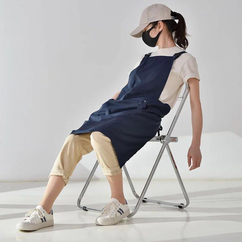 Stylish Waterproof & Oil-Proof Cotton Apron with Pocket