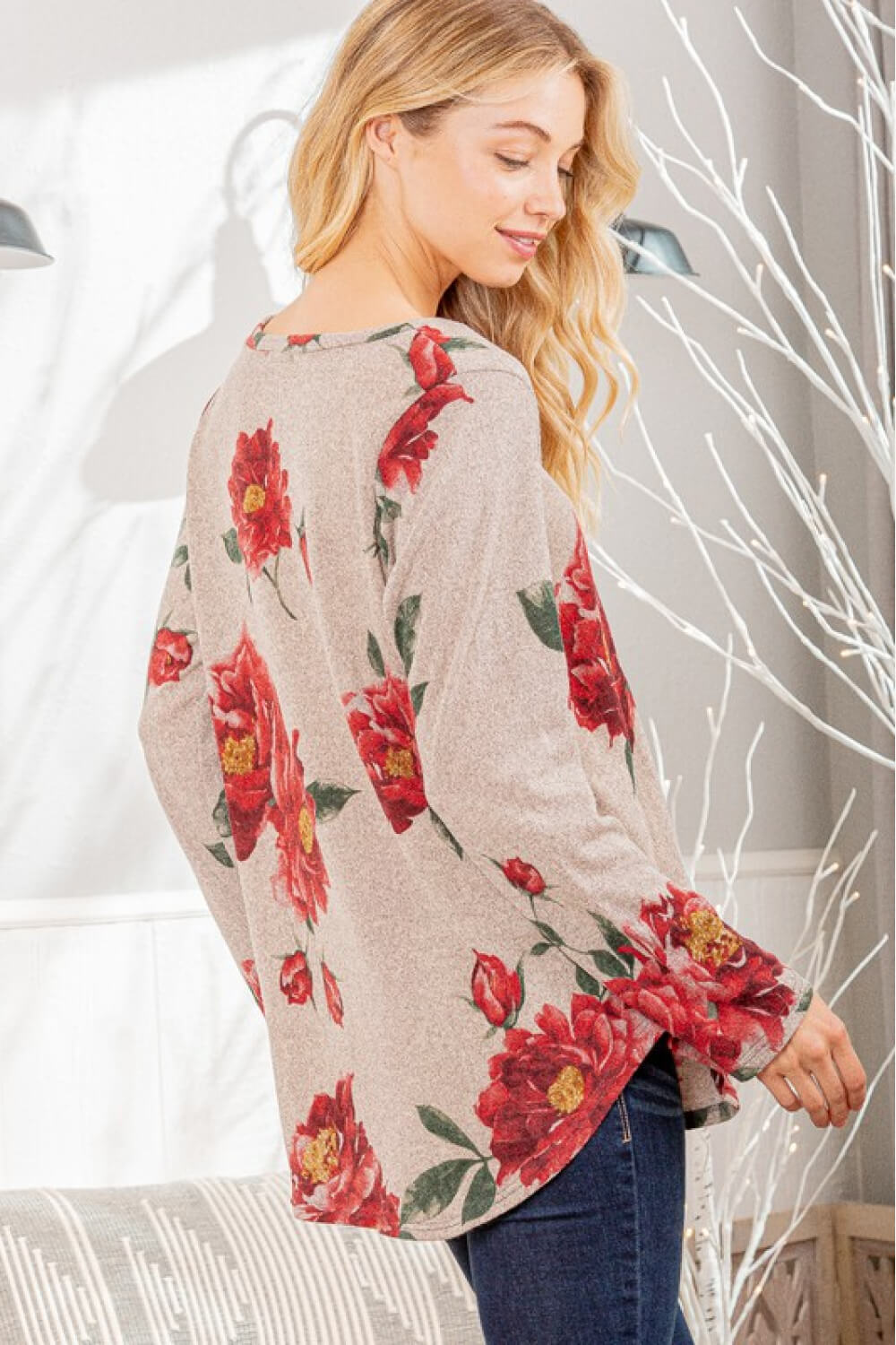 Floral V-Neck Tunic Top