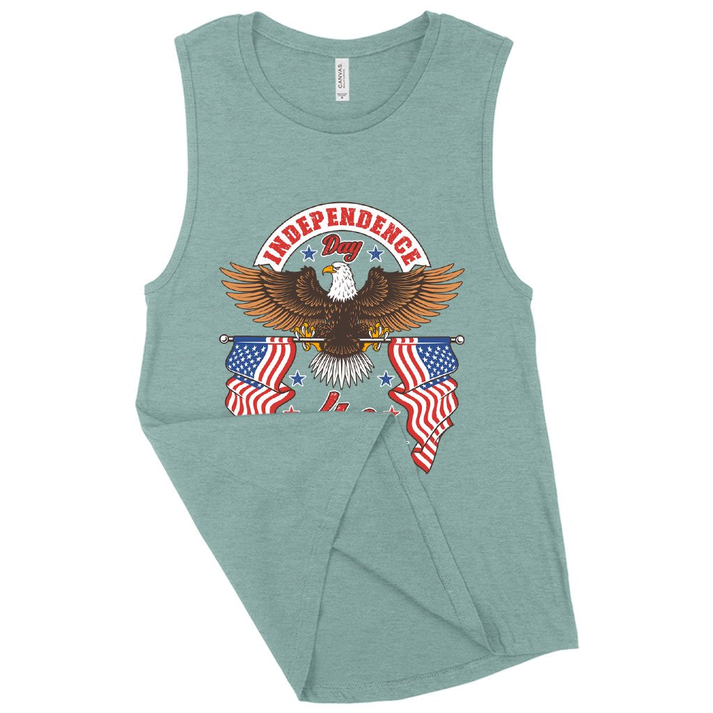 Women's Muscle Independence Day 4th of July Tank - Independence Day Tanks - Patriotic USA Tank