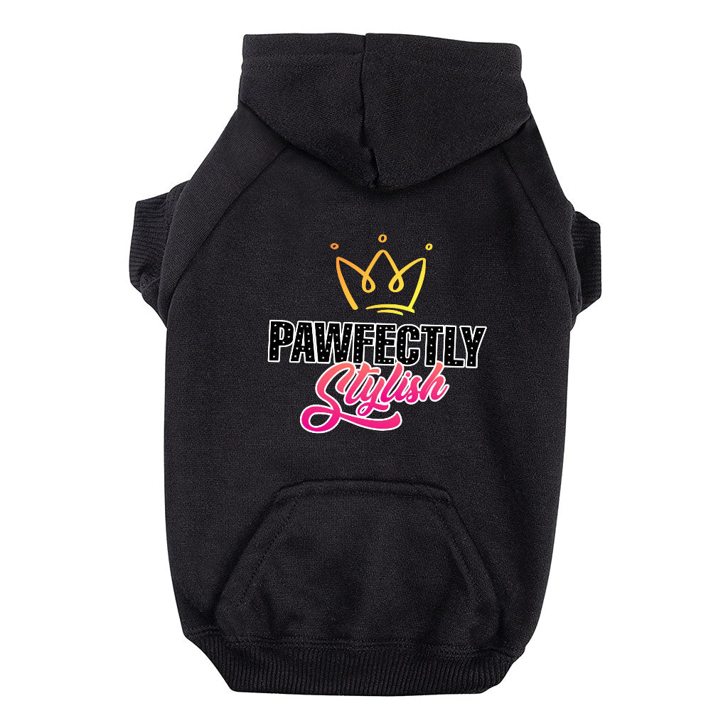 Pawfectly Stylish Dog Hoodie with Pocket - Crown Dog Coat - Printed Dog Clothing