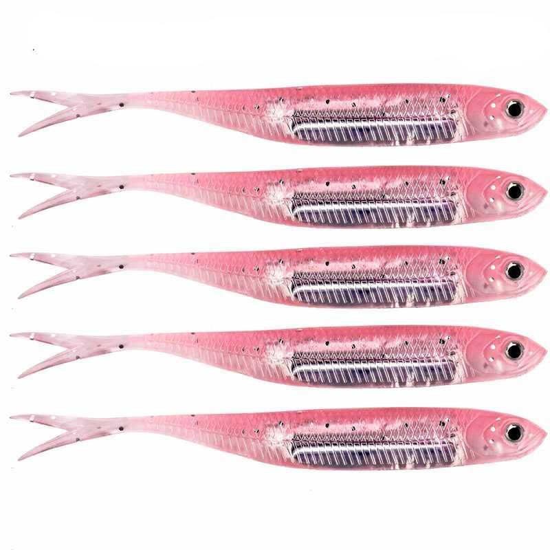 5-Pack Multicolor Soft Swimbait Lures, 100mm