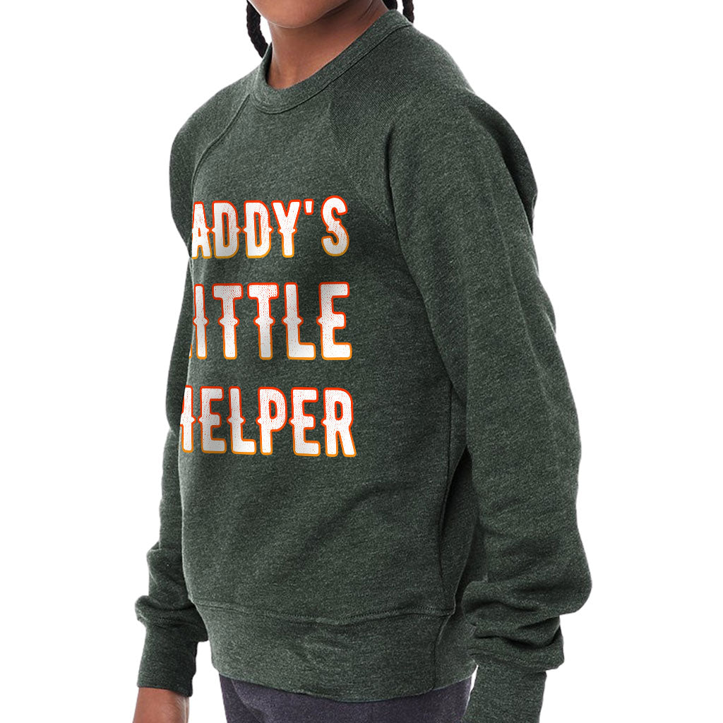 Daddy's Little Helper Kids' Raglan Sweatshirt - Cute Sponge Fleece Sweatshirt - Printed Sweatshirt