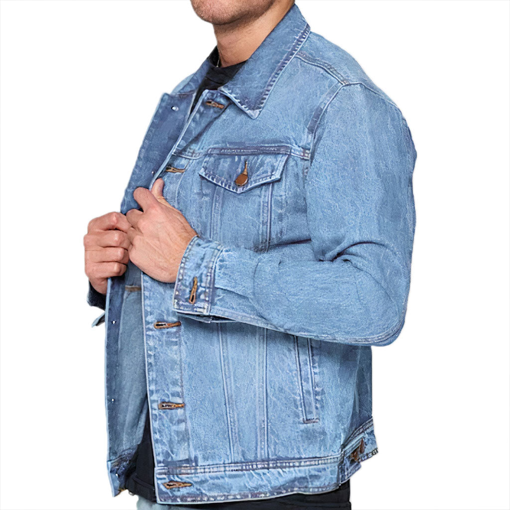 Savage Light Washed Men's Denim Jacket - Funny Denim Jacket - Graphic Jacket for Men
