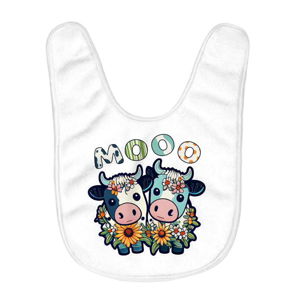 Moo Cow Baby Bibs - Cute Baby Feeding Bibs - Farm Animal Bibs for Eating