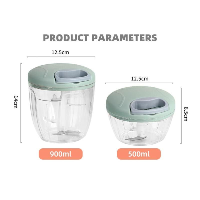 Versatile Manual Food Chopper and Garlic Press - 500/900ml