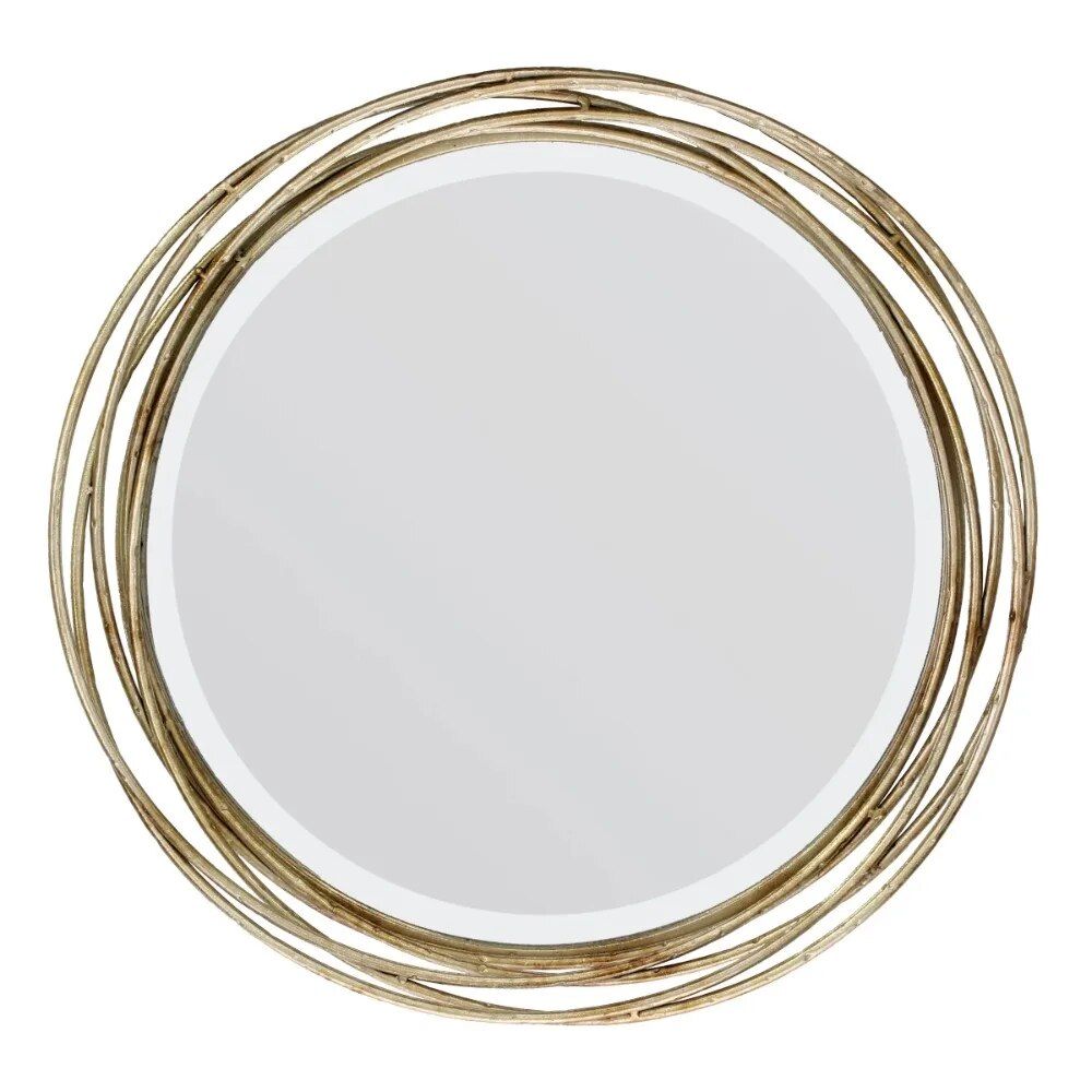 Elegant Round Metal Decorative Wall Mirror – 17" Beveled Glass Mirror for Stylish Home Decor