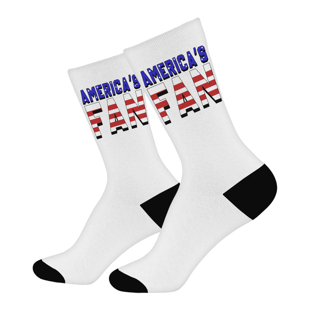 Patriotic Design Socks - USA Flag Novelty Socks - Trendy Crew Socks