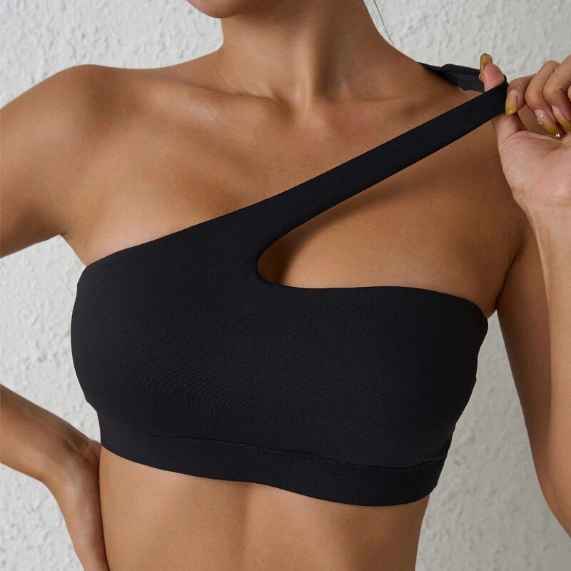 One-Shoulder High Stretch Sports Bra for Fitness & Yoga