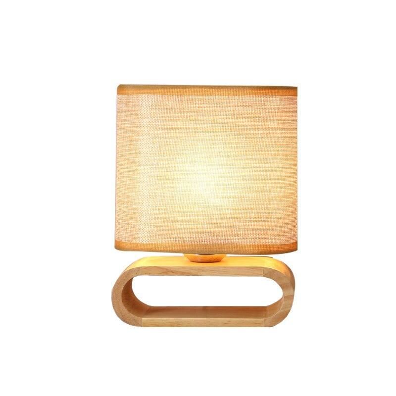 Contemporary Solid Wood & Fabric Table Lamp - LED Desk Lighting for Home & Office