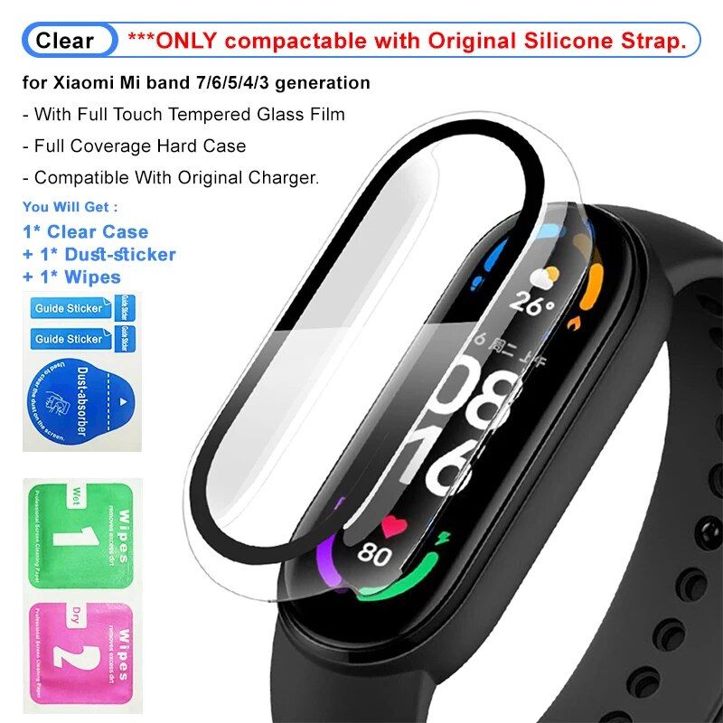 2-in-1 3D Full-Cover Screen Protector & Hard Case for Smart Bracelets