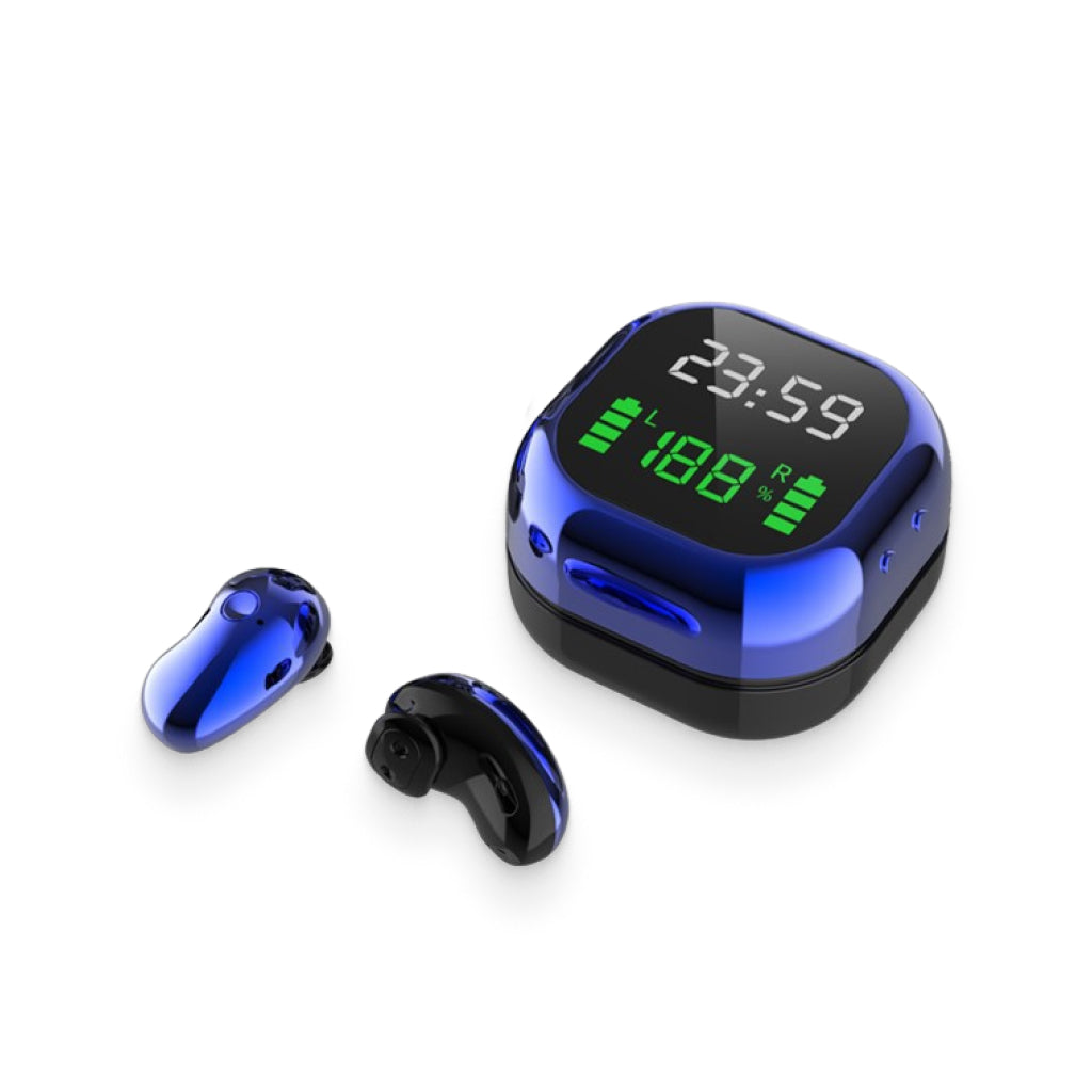 Wireless Earbuds With Digital Clock