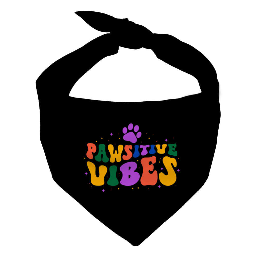 Pawsitive Vibes Pet Bandana - Colorful Text Dog Bandana - Cool Pet Scarf