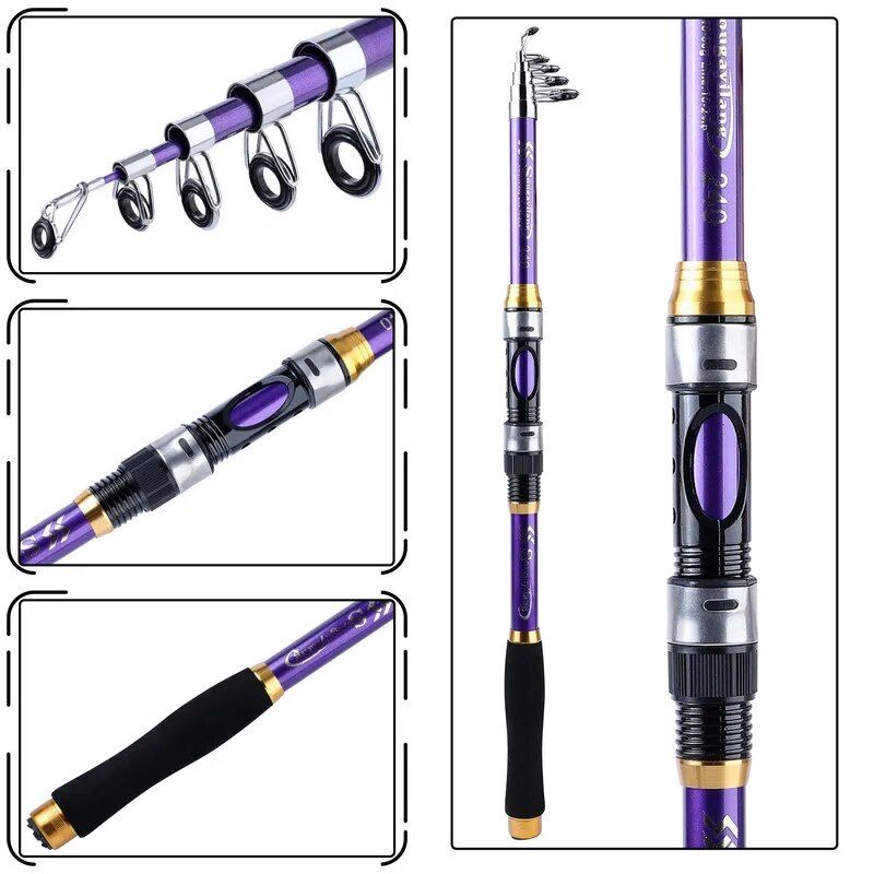 Telescopic Multi-Length Glass Fiber Fishing Rod with EVA Handle