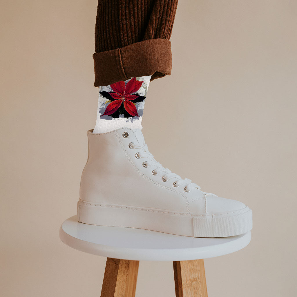 Flower Design Socks - Printed Novelty Socks - Themed Crew Socks