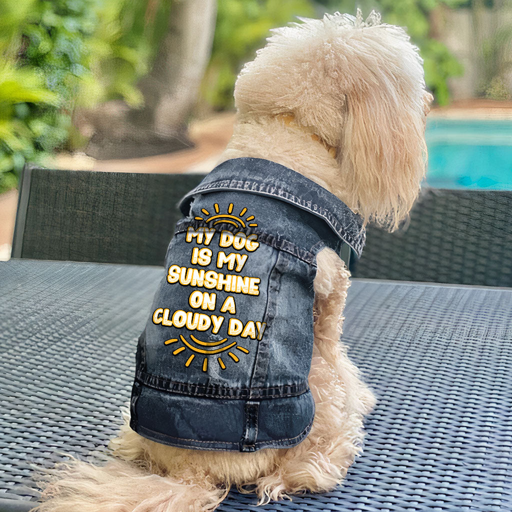 My Dog Is My Sunshine Dog Denim Vest - Phrase Dog Denim Jacket - Cute Dog Clothing