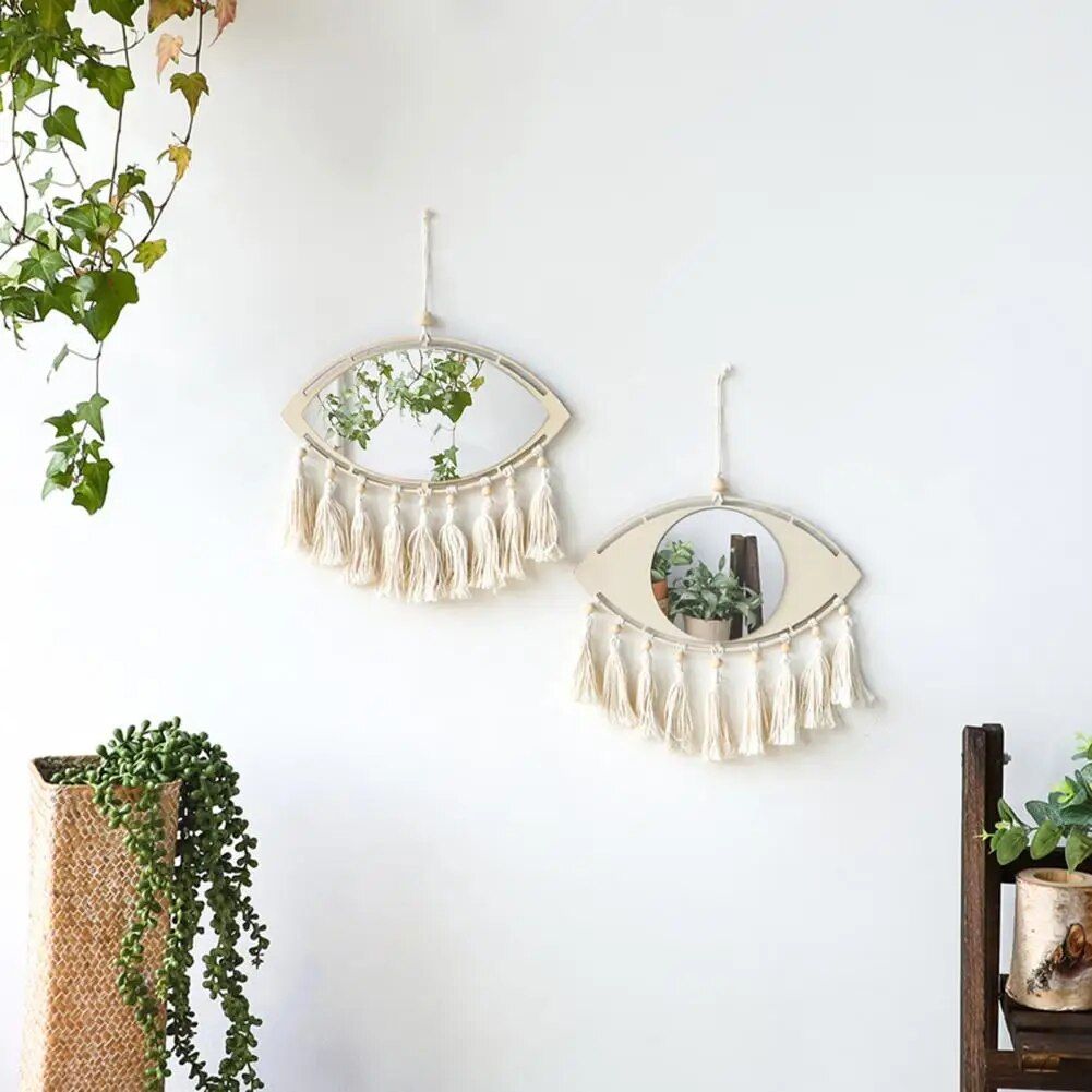 Bohemian Acrylic Mirror with Cotton Tassels