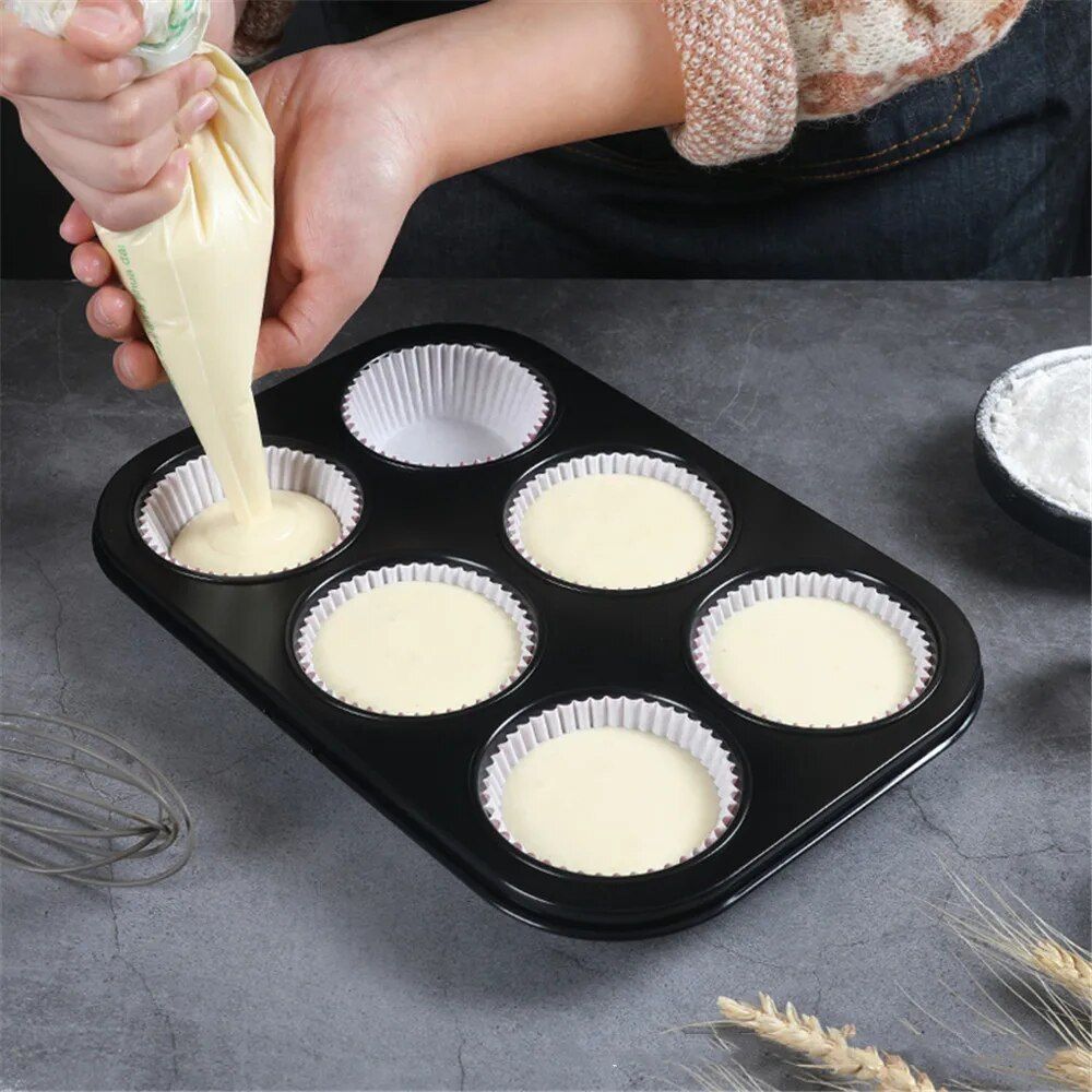 Deluxe Non-Stick Carbon Steel Muffin & Cupcake Baking Pan - 6/12 Cups, Oven and Microwave Safe