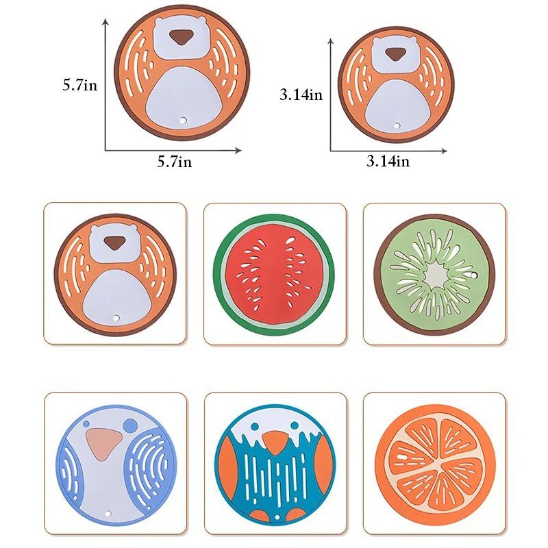 Cute Cartoon Silicone Trivet Mat - Colorful Heat Resistant Coasters