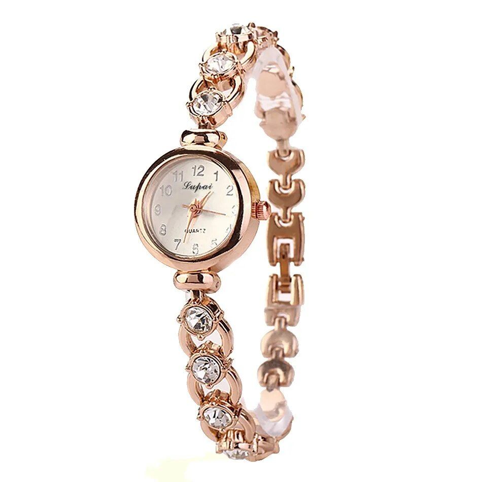 Elegant Quartz Bracelet Wristwatch with Rhinestones for Women