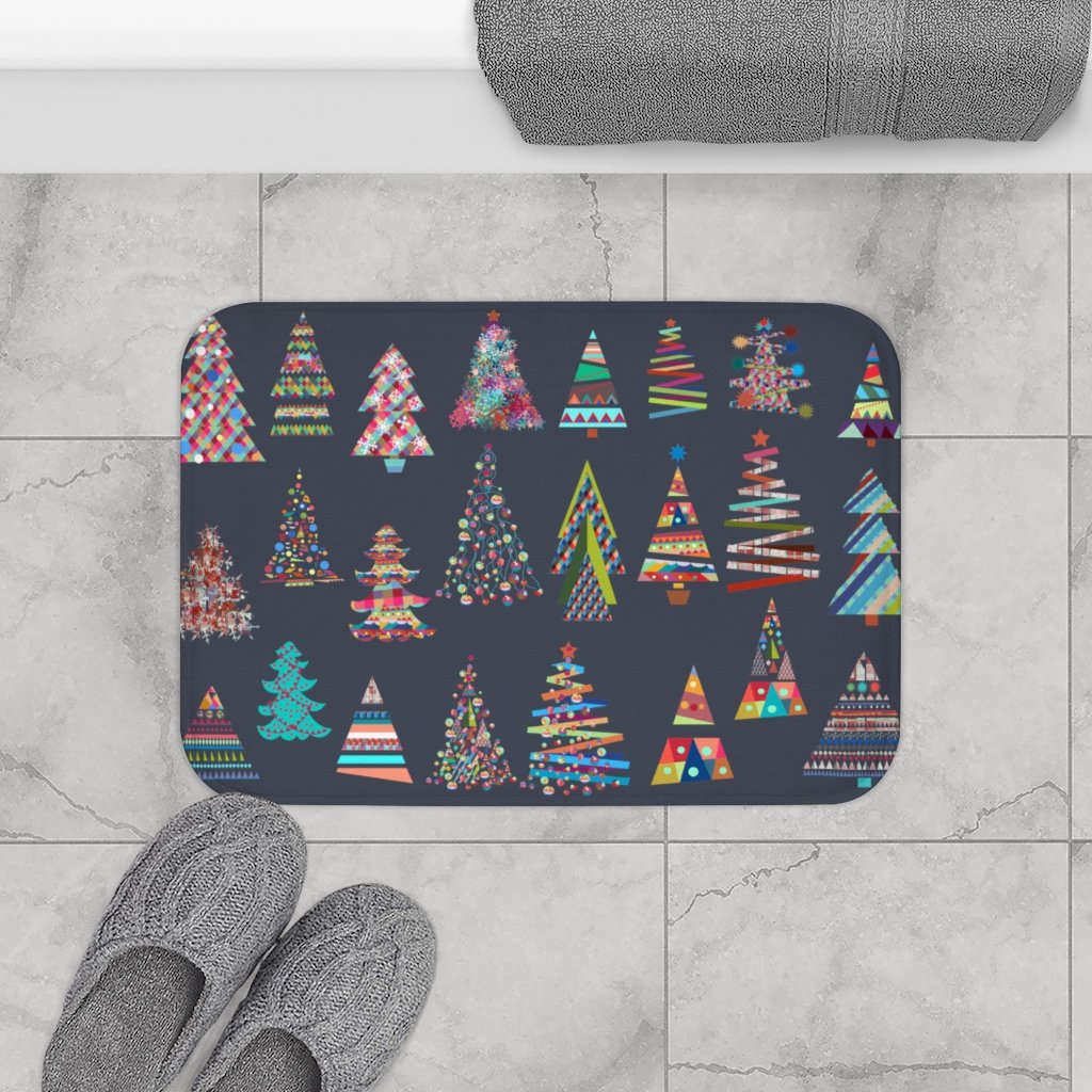 Festive Christmas Tree's Bath Mat Home Accents | Yellow Pandora