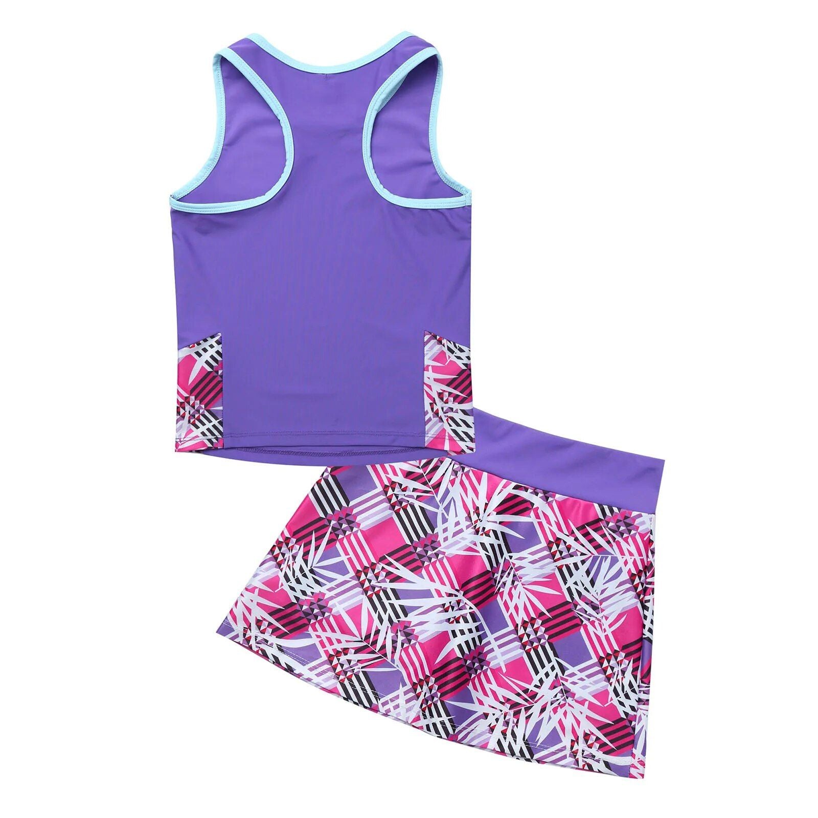 Girls' Active Tennis Outfit: Sleeveless Top & Skirt Set for Sports and Play