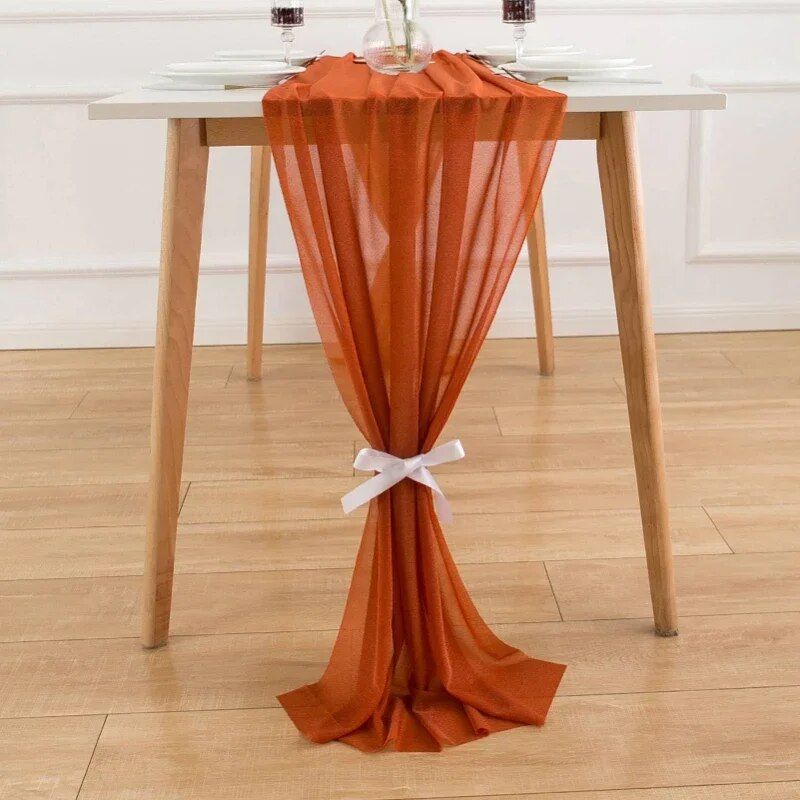 Elegant Silver Sparkle Chiffon Table Runner Set