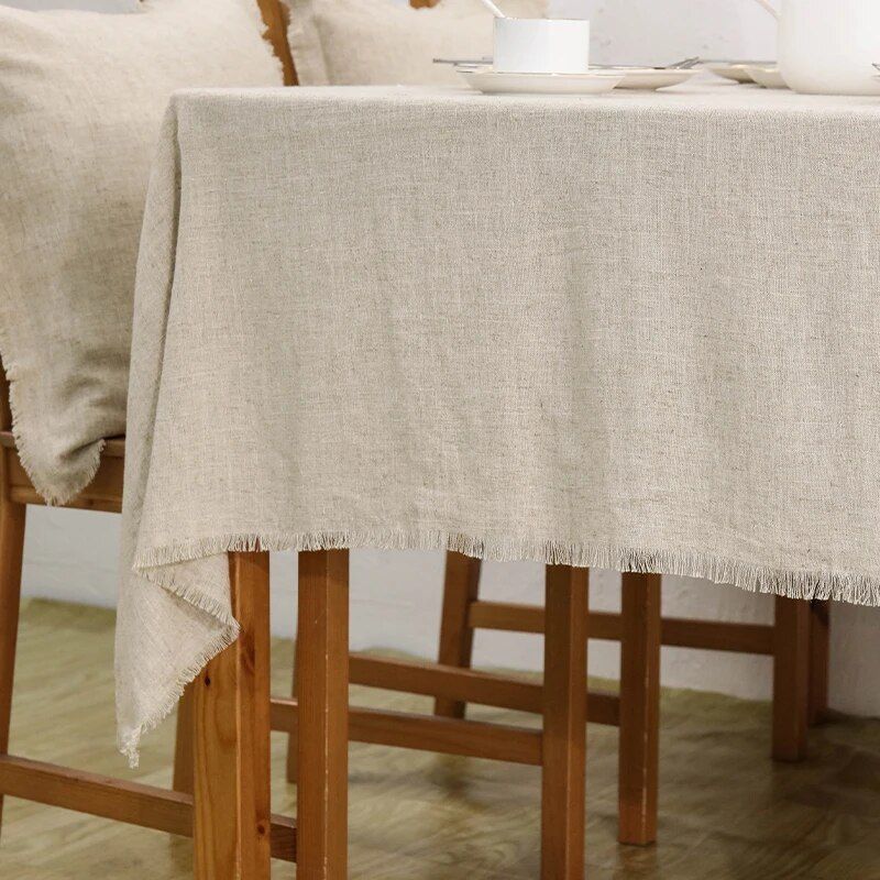 Boho Chic Cotton-Linen Tablecloth with Tassels