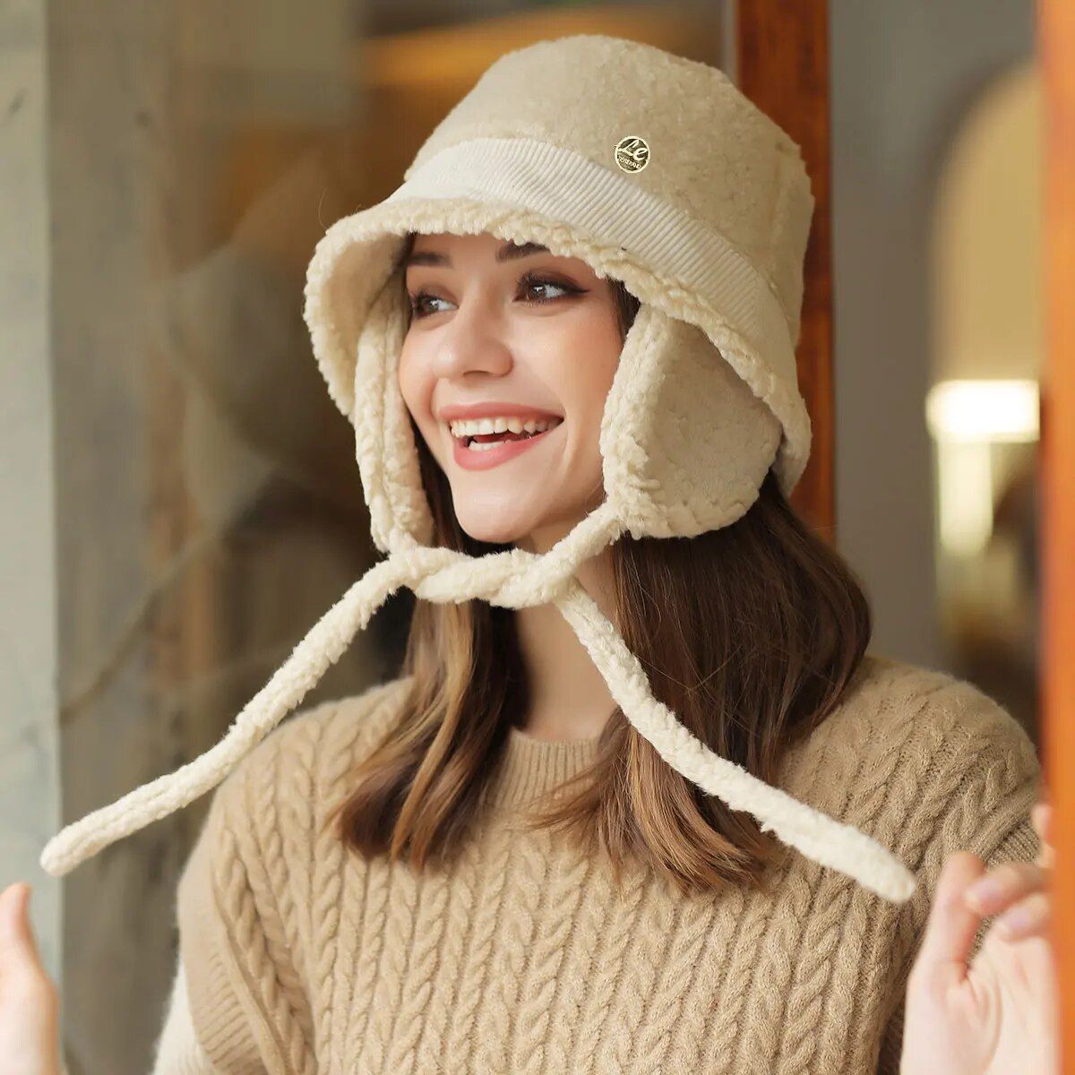 Chic Imitation Lamb Wool Ear Basin Hat